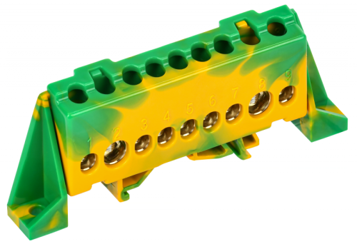 TEKFOR Шина PE земля в комб. изол. Стойка 8х12-9-ЖЗ IEK | код TF-NN20-09-DP-K52 | IEK