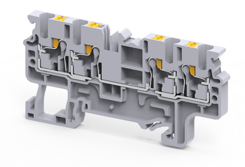 Клемма проходная CP2.5/4BU /5x74,7mm, push-in, 4 присоед., 2,5(max 4)mm2, 24A, 1000V, синяя | код CP2.5/4BU | Connectwell