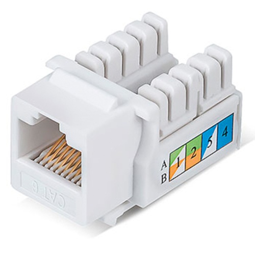 Модуль Keystone Jack RJ-45(8P8C), UTP неэкранированный, CAT 6, тип 90 градусов, белый REXANT PRO | код 02-0254 | REXANT