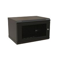 Шкаф настенный 19-дюймовый (19), 6U, 367x600х600мм, металлическая передняя дверь с замком, две боковые панели, цвет черный (RAL 9004) (разобранный) | код 520240 | WRLine