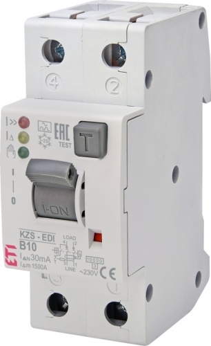 Диффер. автоматический выкл. KZS-2M2p EDI B 10/0,03 тип A (10kA) (нижн. подключ.) | код 002172402 | ETI