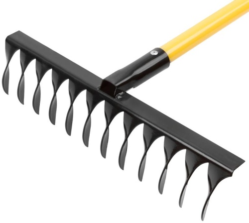 Грабли с желтым метализированным черенком, витой зуб, 12 зубьев | код 76978 | FIT Грабли с желтым метализированным черенком, витой зуб, 12 зубьев | код 76978 | FIT