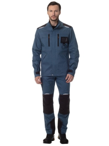 Костюм мужской Палермо брючный, цвет серый с черной отделкой, р. 112-116/182-188 | код 174786 | Авангард