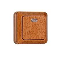 Выключатель Олимп одноклавишный проходной с подсветкой бук | код 7946703 | Universal