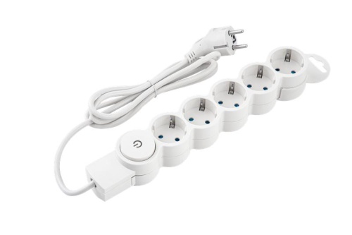 Фильтр сетевой 5х1.5м с/з со шторками с выкл 2200Вт 10А бел. Duwi 32574 1 фото 4