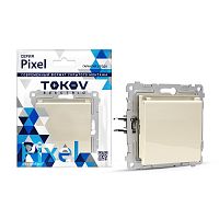 Розетка 1-м СП Pixel 16А IP20 с заземл. защ. шторки с крышкой механизм беж. | код TKE-PX-R1ZSW1-C02 | TOKOV ELECTRIC