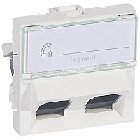 Mosaic Розетка RJ45Х2 UTP кат.6 2 модуля 45 градусов | код 76504 | Legrand