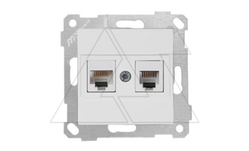 Rita - Розетка телефонная RJ-12+RJ-45 кат.5е, белая | код 2200-139-0101 | Mutlusan