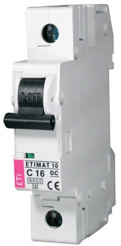 Автоматический выключатель ETIMAT 10 DC 1p C 16A (6 kA) | код 002137716 | ETI