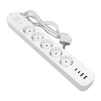 Удлинитель LUX 5 гнезд 2USB 2,4А+2type-C 5 метров 1,5мм2 EKF | код UBA-LUX-505-TC | EKF