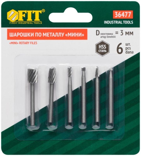 Шарошки-мини стальные по металлу, 6 шт | код 36477 | FIT фото 3