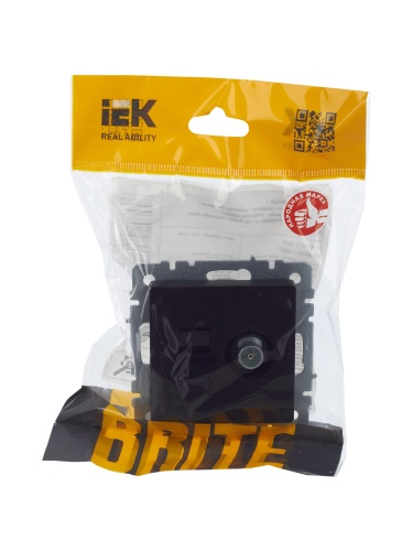 BRITE Розетка двойная TV+RJ45 кат.5E РТВ/РК12-БрЧ черный | код BR-AK20-1-K02 | IEK фото 5