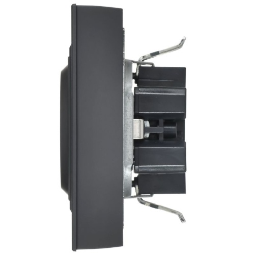 Розетка 2-м СП BRITE РСшПл12-3-БрГ 16А в сборе с заземл. защ. шторки плоская графит IEK BR-R28-16-K53-F фото 5