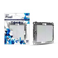 Выключатель 2-кл. СП Pixel 10А IP20 механизм перламутр. | код TKE-PX-V2-C04 | TOKOV ELECTRIC