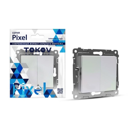 Выключатель 2-кл. СП Pixel 10А IP20 механизм перламутр. | код TKE-PX-V2-C04 | TOKOV ELECTRIC