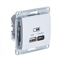 Розетка USB Glossa тип A+C 45Вт QC PD высокоскор. ЗУ механизм бел. | код. GSL000129 | Systeme Electric