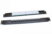 Патч-панель 19 1U 16 портов RJ-45 категория 5e Dual IDC ROHS цвет черный, Hyperline PP3-19-16-8P8C-C5E-110D | код 246054 | Hyperline