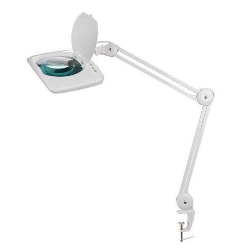Лупа на струбцине REXANT, квадратная, 5D, с подсветкой 60 SMD LED, сенсорный регулятор яркости, белая | код 31-0513 | REXANT