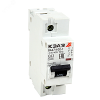 Выключатель автоматический однополюсный 20А B ВА47-100-1B20-УХЛ3 | код 318686 | КЭАЗ