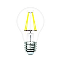 Лампа светодиодная LED-A60-6W/3000K/E27/CL/SLF . Форма A, прозрачная. Теплый белый свет (3000K). ТМ Volpe | код UL-00008298 | VOLPE