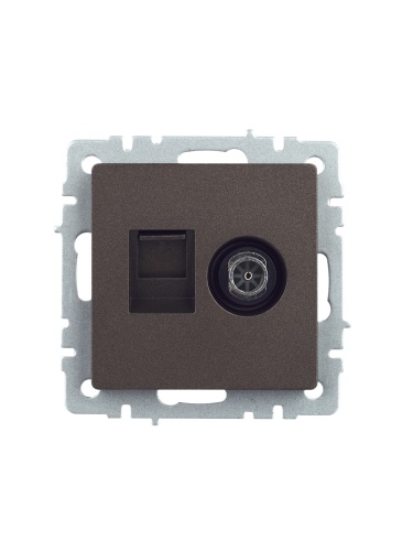BRITE Розетка двойная TV+RJ45 кат.5E РТВ/РК12-БрТБ темная бронза | код BR-AK20-1-K45 | IEK фото 3