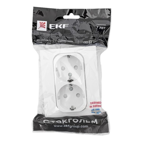 Стокгольм Розетка 2-местная с/з 16А белая с защ, штор, PROxima | код EXR16-128-10 | EKF фото 4 Стокгольм Розетка 2-местная с/з 16А белая с защ, штор, PROxima | код EXR16-128-10 | EKF фото 4