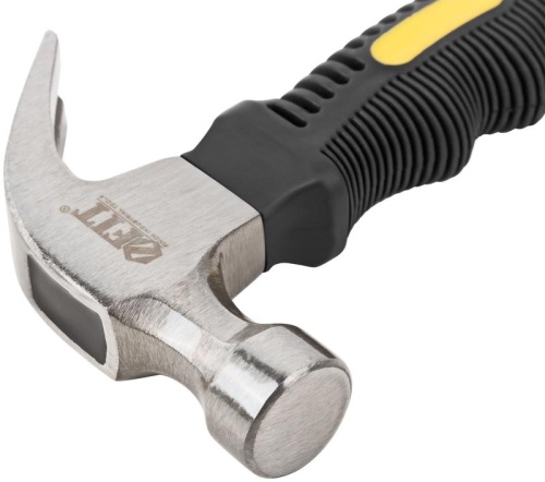 Молоток-гвоздодер, укороченный, фиброглассовая обрезиненная ручка 25 мм, 225 гр | код 44770 | FIT фото 4