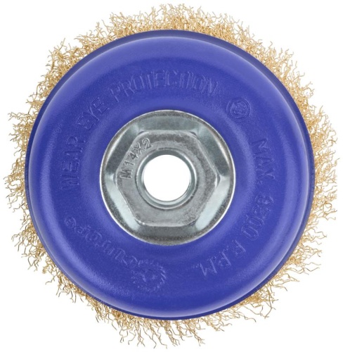 Щетка для УШМ, М14, Чашка, латунированная витая проволока 0,3 мм, 100 мм, блистер, Profi | код 82-895 | FIT фото 6 Щетка для УШМ, М14, Чашка, латунированная витая проволока 0,3 мм, 100 мм, блистер, Profi | код 82-895 | FIT фото 6