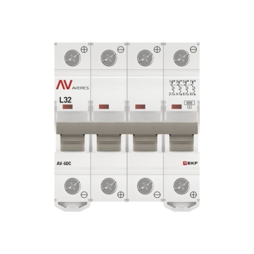 Выключатель автоматический AV-6 DC 4P 32A (L) 6kA EKF AVERES | код mcb6-DC-4-32L-av | EKF фото 5
