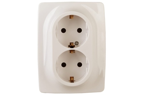 Розетка 2X2P+E Schuko, 16A-250В, винт, | Код. Б0029239 | ЭРА