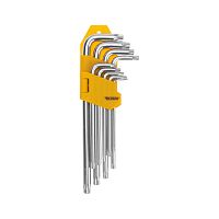 Набор ключей имбусовых Tamper-Torx KRANZ 9 шт., ТТ10-ТТ50, закаленные, удлиненные, никель | код KR-12-5221 | KRANZ