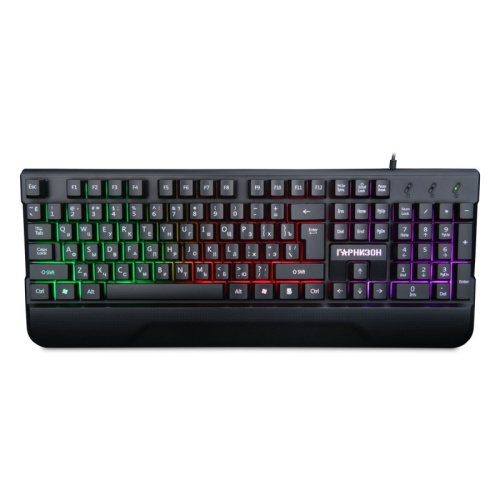 Клавиатура Гарнизон GK-350L, Rainbow,USB,черн, подставка для запястий, антифант. кл, кабель 1.5м | код GK-350L | Гарнизон