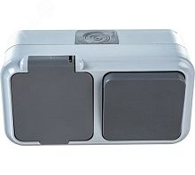 Беларусь Блок выключатель одноклавишный+розетка IP54 | код В-РЦ-657(03) | БелТИЗ