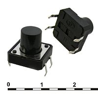 Тактовая кнопка RUICHI KAN1211-1001B, 12x12x10 мм, OFF-(ON), 50 мА, 12 В, 100 мОм | код 70328 | Ruichi