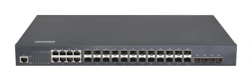 Управляемый коммутатор L2+ GIGALINK, 24 порта 100/1000BaseX SFP(8 Combo), 4 порта 1/10GE SFP+ | код GL-SW-G201-28SC | GIGALINK