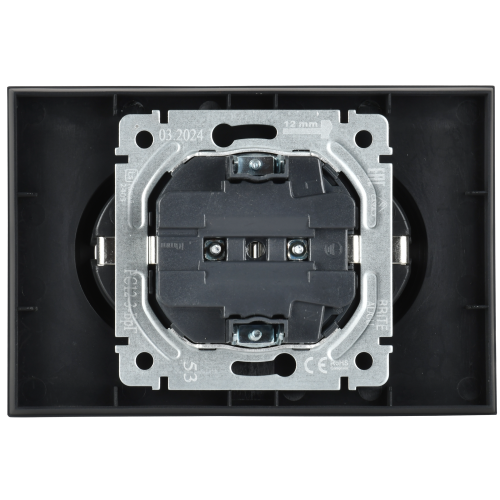 BRITE Розетка 2-местная с заземлением без защитных шторок 16А в сборе РС12-3-БрГ графит | код BR-R21-16-K53-F | IEK фото 5