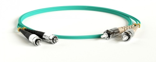 Патч-корд волоконно-оптический (шнур) MM 50/125(OM3) FC-ST duplex LSZH 2 м, Hyperline FC-D2-503-FC/PR-ST/PR-H-2M-LSZH-AQ | код 247695 | Hyperline