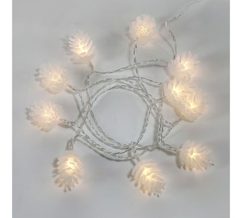 Гирлянда светодиодная "Шишки" 1.5м 10LED тепл. бел. провод прозр. 2хAA (батарейки не в комплекте) | код 303-098 | Neon-Night