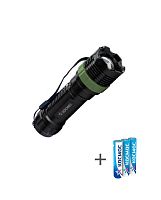 Фонарь ручной 1Вт LED zoom-линза 3xAAA (R03) корпус ABS-пластик ремешок ручной | код KOC121B | КОСМОС
