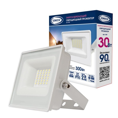 Прожектор светодиодный IFLSLED-DOB-30-865-W-IP65 30Вт 6500К IP65 2500лм бел. IONICH 1487 Прожектор светодиодный IFLSLED-DOB-30-865-W-IP65 30Вт 6500К IP65 2500лм бел. IONICH 1487