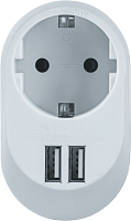 Адаптер 1-м 61 454 NAD-USB01-1E-C-WH + 2хUSB 3.4А с заземл. Navigator | код 61454 | NAVIGATOR