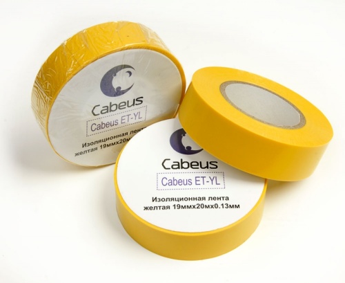 Cabeus ET-YL Изоляционная лента желтая 19ммх20мх0.13мм | код 7415c | Cabeus