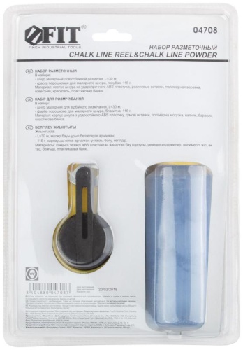 Шнур малярный отбойный, ABS пластиковый прорезиненный корпус 30 м + краска разметочная 115 гр | код 4708 | FIT фото 8
