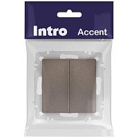 Переключатель Intro Accent 6-107-08 двойной, 10А-250В, IP20, СУ, AL/CU, бронза | код Б0063570 | ЭРА