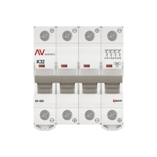 Выключатель автоматический AV-6 DC 4P 32A (K) 6kA EKF AVERES | код mcb6-DC-4-32K-av | EKF фото 5 Выключатель автоматический AV-6 DC 4P 32A (K) 6kA EKF AVERES | код mcb6-DC-4-32K-av | EKF фото 5