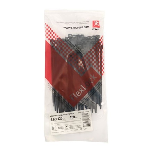 Хомут P6,6 стандартный (ч), 4,6x120 (100шт) FlexLock PROxima | код plc-fl-ctsb-4.6x120 | EKF фото 5 Хомут P6,6 стандартный (ч), 4,6x120 (100шт) FlexLock PROxima | код plc-fl-ctsb-4.6x120 | EKF фото 5