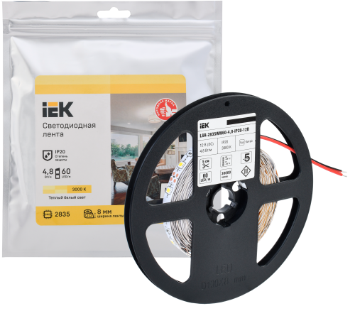 Лента светодиодная 5м LSR-2835WW60-4,8-IP20-12В | код LSR1-1-060-20-3-05 | IEK фото 2
