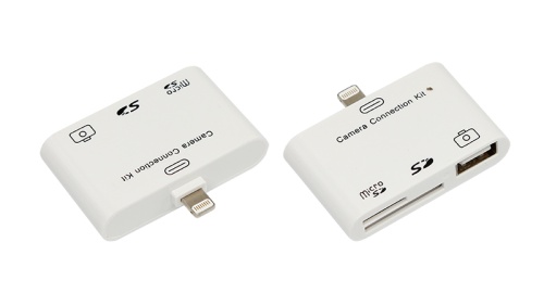 Адаптер для iPhone 5 на USB, SD, microSD для переноса фото белый | код 18-0153 | REXANT