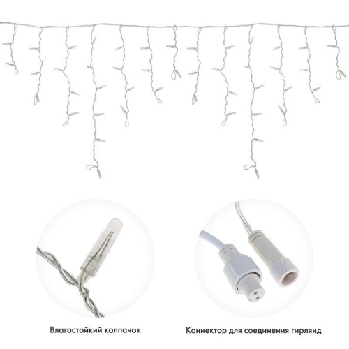Гирлянда Айсикл Бахрома светодиодный, 4,8 х 0,6 м, прозрачный провод, 230 В, диоды желтые, 176 LED | код 255-141 | Neon-Night фото 2