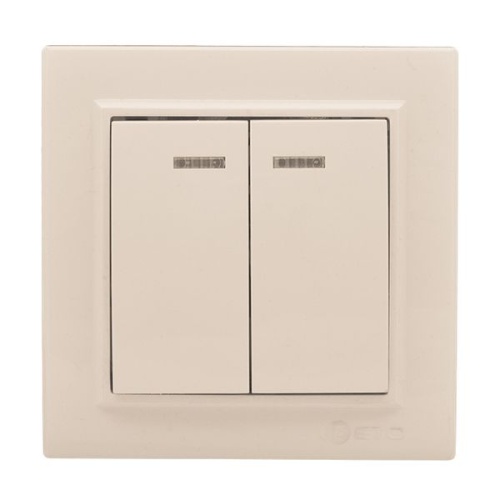 Выключатель 2-кл, СП, Минск, с индикатором 10А, бежевый | код ERV10-123-20 | EKF фото 2